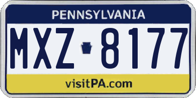PA license plate MXZ8177