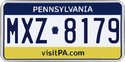PA license plate MXZ8179