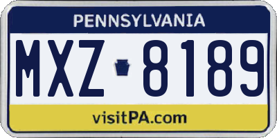PA license plate MXZ8189