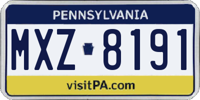 PA license plate MXZ8191