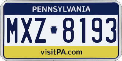PA license plate MXZ8193