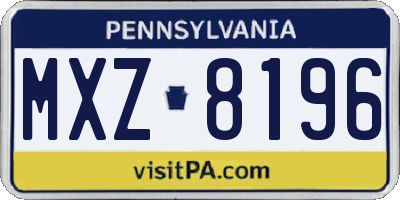 PA license plate MXZ8196