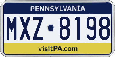 PA license plate MXZ8198