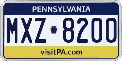 PA license plate MXZ8200