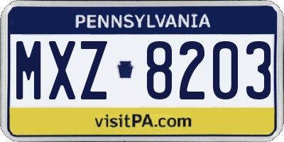PA license plate MXZ8203