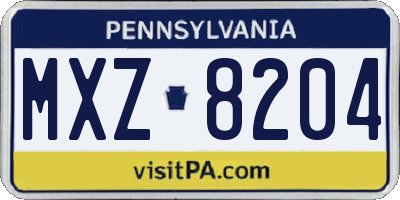 PA license plate MXZ8204