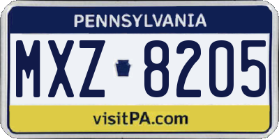PA license plate MXZ8205