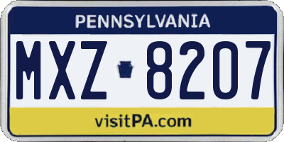 PA license plate MXZ8207