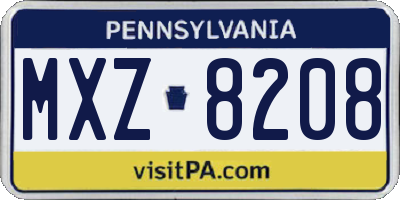 PA license plate MXZ8208