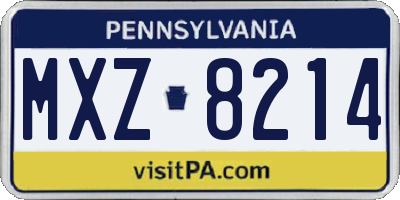 PA license plate MXZ8214