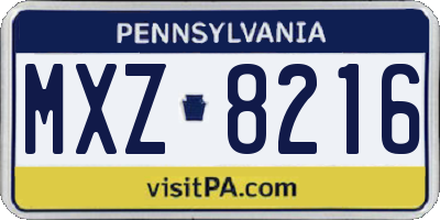 PA license plate MXZ8216