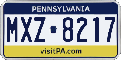PA license plate MXZ8217