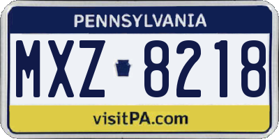 PA license plate MXZ8218