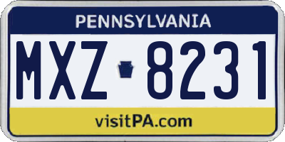 PA license plate MXZ8231