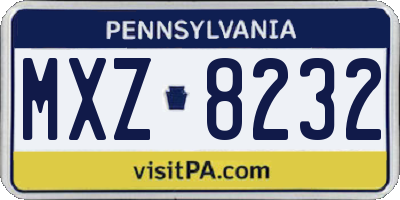 PA license plate MXZ8232