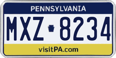 PA license plate MXZ8234