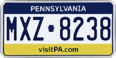 PA license plate MXZ8238