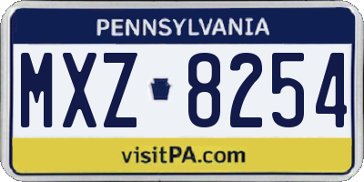 PA license plate MXZ8254