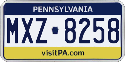PA license plate MXZ8258