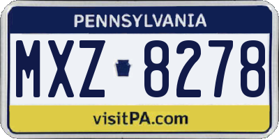 PA license plate MXZ8278