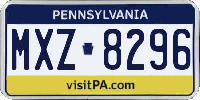 PA license plate MXZ8296
