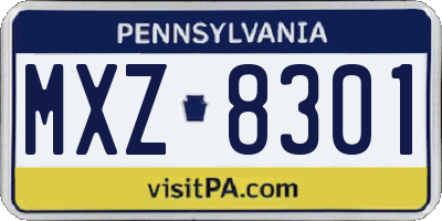 PA license plate MXZ8301