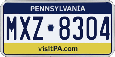 PA license plate MXZ8304