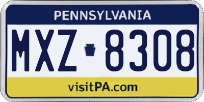 PA license plate MXZ8308
