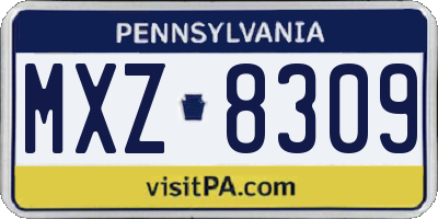 PA license plate MXZ8309