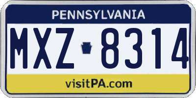 PA license plate MXZ8314