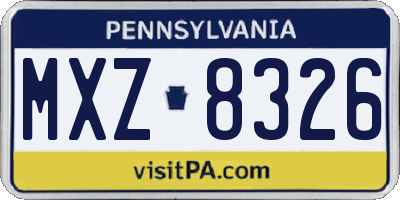 PA license plate MXZ8326