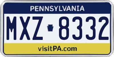 PA license plate MXZ8332