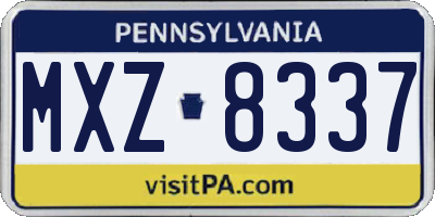 PA license plate MXZ8337