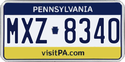 PA license plate MXZ8340