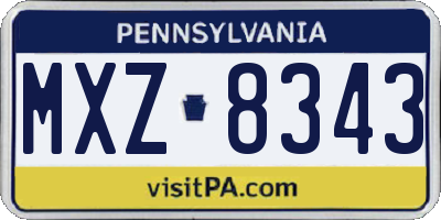 PA license plate MXZ8343