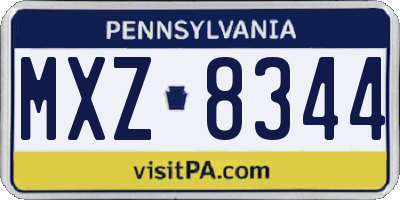 PA license plate MXZ8344