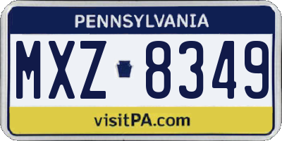 PA license plate MXZ8349