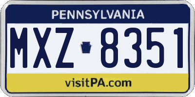 PA license plate MXZ8351
