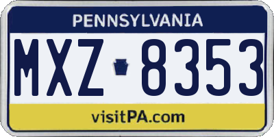 PA license plate MXZ8353