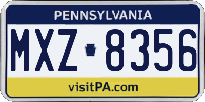 PA license plate MXZ8356