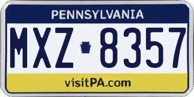 PA license plate MXZ8357