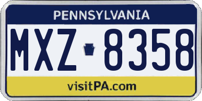 PA license plate MXZ8358