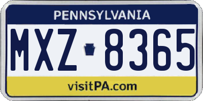 PA license plate MXZ8365