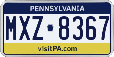 PA license plate MXZ8367