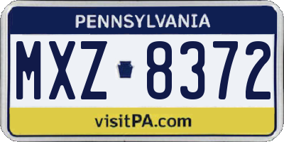 PA license plate MXZ8372