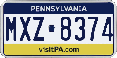 PA license plate MXZ8374