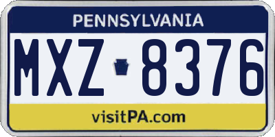 PA license plate MXZ8376