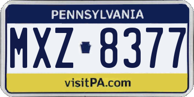PA license plate MXZ8377