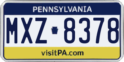 PA license plate MXZ8378