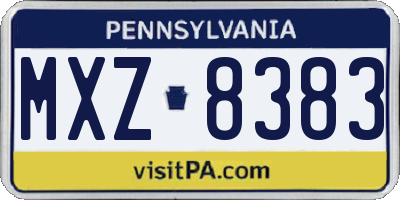 PA license plate MXZ8383
